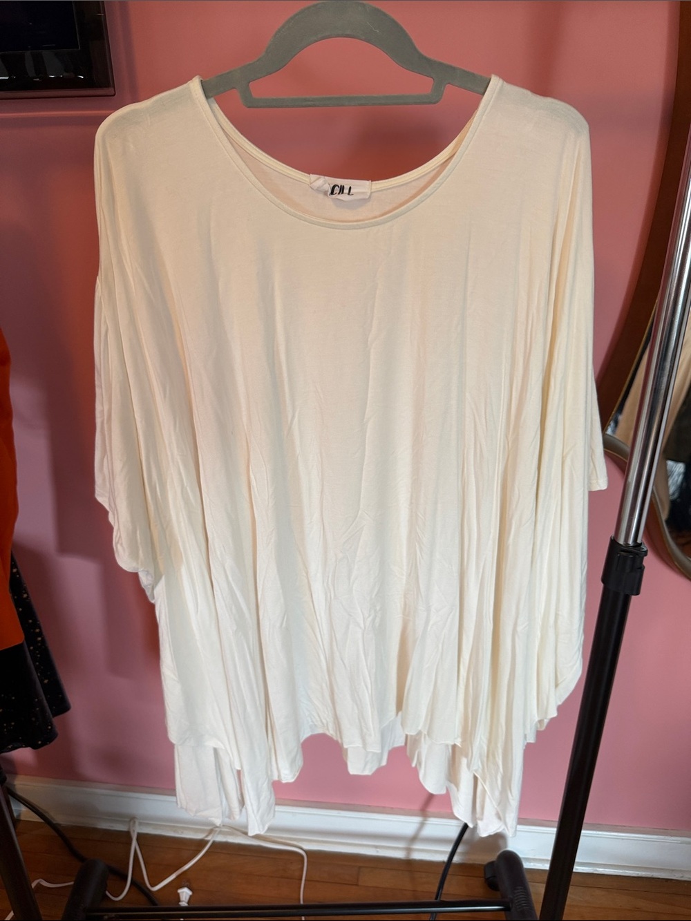 Relaxed Cream Boatneck Tunic Top by